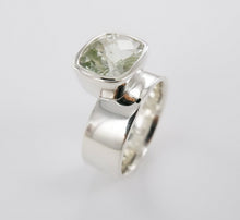 Load image into Gallery viewer, Green Amethyst Offset Ring in silver Ai288s