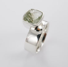 Load image into Gallery viewer, Green Amethyst Offset Ring in silver Ai288s