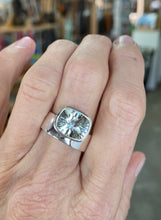 Load image into Gallery viewer, Green Amethyst Offset Ring in silver Ai288s