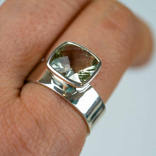 Load image into Gallery viewer, Green Amethyst Offset Ring in silver Ai288s