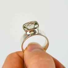 Load image into Gallery viewer, Green Amethyst Offset Ring in silver Ai288s