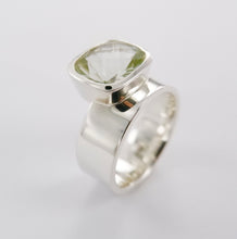 Load image into Gallery viewer, Green Amethyst Offset Ring in silver Ai288s