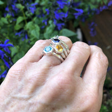 Load image into Gallery viewer, Facetted Band Ring with small Hexagon stone Ai261H
