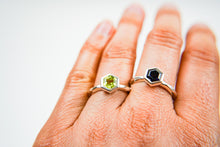Load image into Gallery viewer, Facetted Band Ring with small Hexagon stone Ai261H