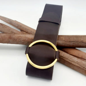 Brass Ring Buckle Chocolate Belt