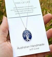 Load image into Gallery viewer, Lapis Lazuli Tree of Life Necklace in Sterling Silver