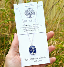 Load image into Gallery viewer, Lapis Lazuli Tree of Life Necklace in Sterling Silver