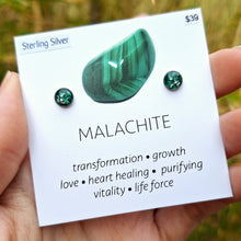 Load image into Gallery viewer, Malachite Stud Earrings