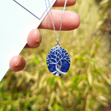 Load image into Gallery viewer, Lapis Lazuli Tree of Life Necklace in Sterling Silver