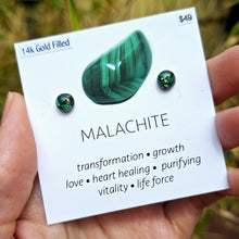 Load image into Gallery viewer, Malachite Stud Earrings
