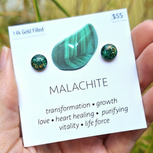 Load image into Gallery viewer, Malachite Stud Earrings