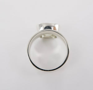 Green Amethyst Offset Ring in silver Ai288s