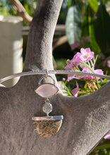 Load image into Gallery viewer, Naturescape fossilised Coral and Rosequartz pendant Ai63p