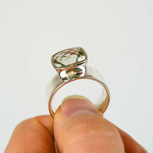 Green Amethyst Offset Ring in silver Ai288s