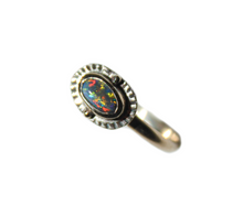 Load image into Gallery viewer, 9ct Gold &amp; Black Opal Sunburst Ring {sz.8}