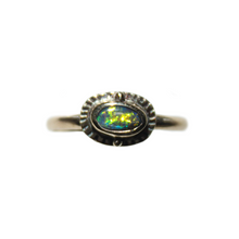 Load image into Gallery viewer, 9ct Gold &amp; Black Opal Sunburst Ring {sz.8}
