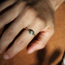 Load image into Gallery viewer, 9ct Gold &amp; Black Opal Sunburst Ring {sz.8}