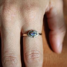 Load image into Gallery viewer, 9ct Gold &amp; Black Opal Sunburst Ring {sz.8}