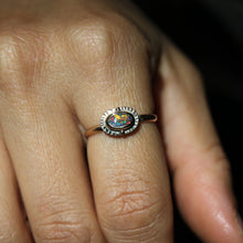 Load image into Gallery viewer, 9ct Gold &amp; Black Opal Sunburst Ring {sz.8}