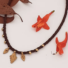 Load image into Gallery viewer, Brass Bindi Leather Necklace