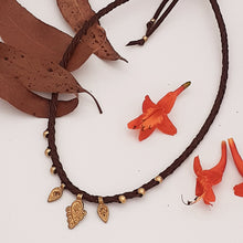 Load image into Gallery viewer, Brass Bindi Leather Necklace