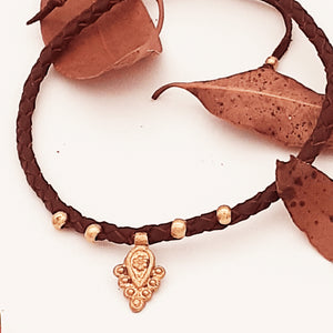 Brass Bindi Leather Anklet