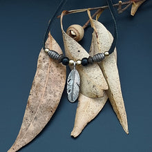 Load image into Gallery viewer, Feather Charm Leather Necklace