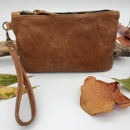 Leather Zip Clutch