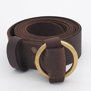 Brass Ring Buckle Chocolate Belt