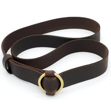 Load image into Gallery viewer, Brass Ring Buckle Chocolate Belt