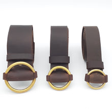 Load image into Gallery viewer, Brass Ring Buckle Chocolate Belt