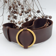 Load image into Gallery viewer, Brass Ring Buckle Chocolate Belt