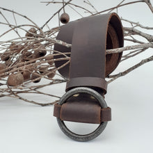 Load image into Gallery viewer, Steel Ring Buckle Chocolate Belt