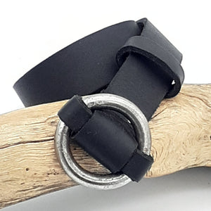 Steel Ring Buckle Black Belt