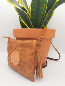 Mandala Leather Zip Bag