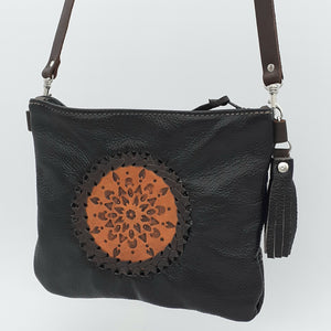 Mandala Leather Zip Bag