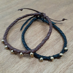 Brass Bead Leather Anklet