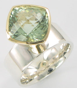 Green Amethyst Offset Ring Ai288