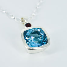Load image into Gallery viewer, Blue Topaz and Garnet Pendant Ai305