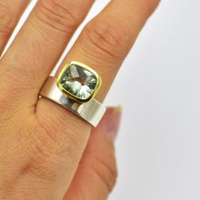 Load image into Gallery viewer, Green Amethyst Offset Ring Ai288
