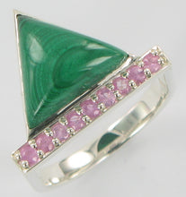 Load image into Gallery viewer, Malachite and Sapphire Ring Ai226