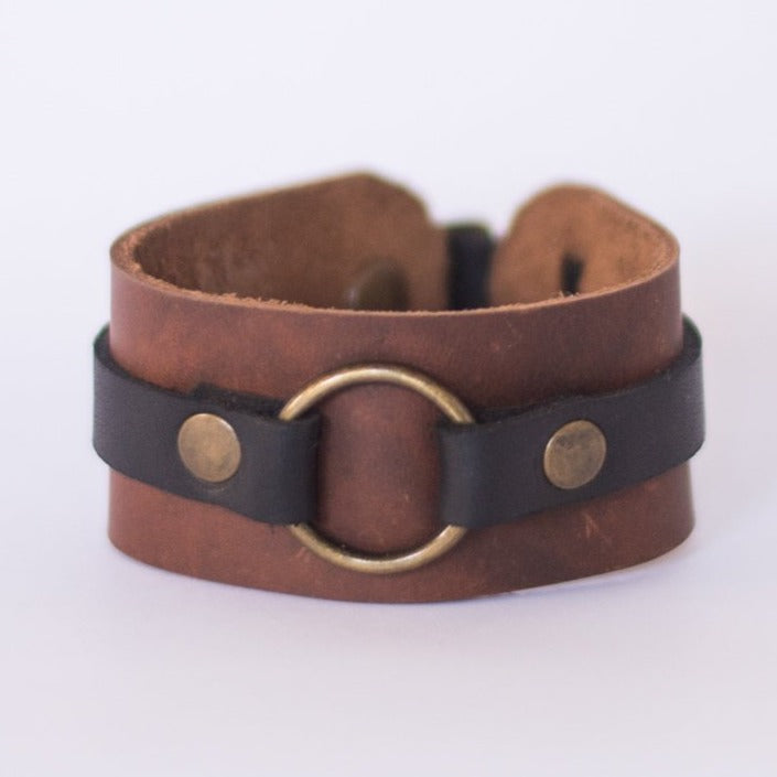Leather Iron Ring Cuff