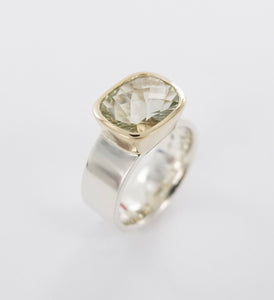 Green Amethyst Offset Ring Ai288