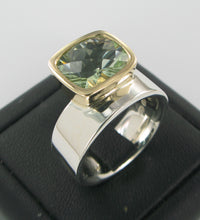 Load image into Gallery viewer, Green Amethyst Offset Ring Ai288