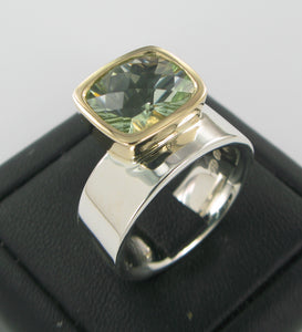 Green Amethyst Offset Ring Ai288
