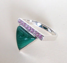 Load image into Gallery viewer, Malachite and Sapphire Ring Ai226