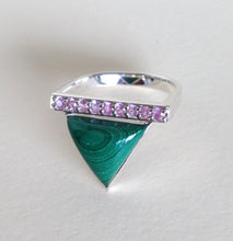 Load image into Gallery viewer, Malachite and Sapphire Ring Ai226