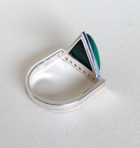 Malachite and Sapphire Ring Ai226